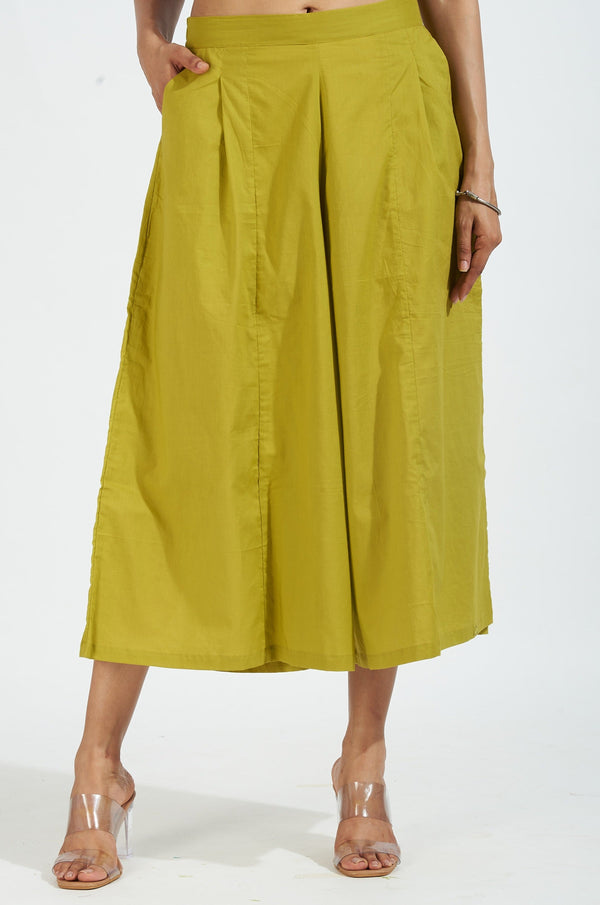 Maati Craft box pleated culotte - lime green