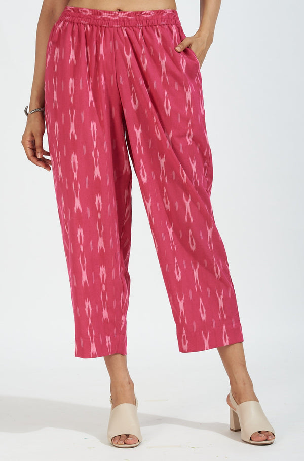 Maati Craft comfort fit narrow pants - dark pink ikat