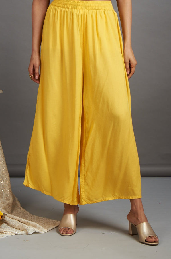Maati Craft farshi - wide legged pants in modal - canary yellow