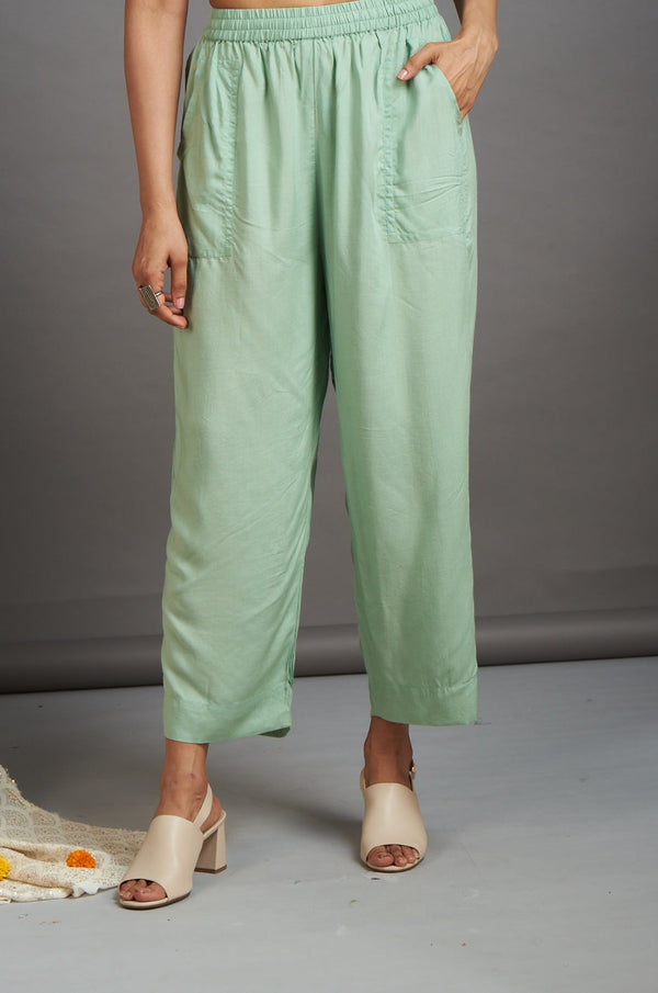Maati Craft comfort fit pants - tea green modal