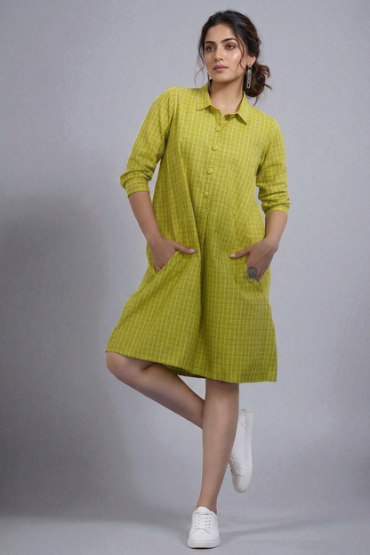 Meadow Grid Tunic Shirt Dress