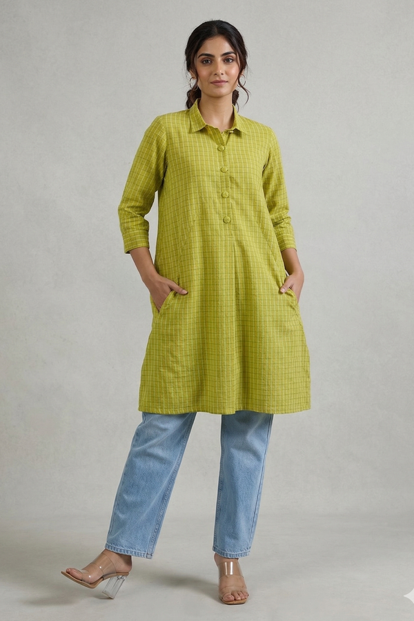 Meadow Grid Tunic Shirt Dress