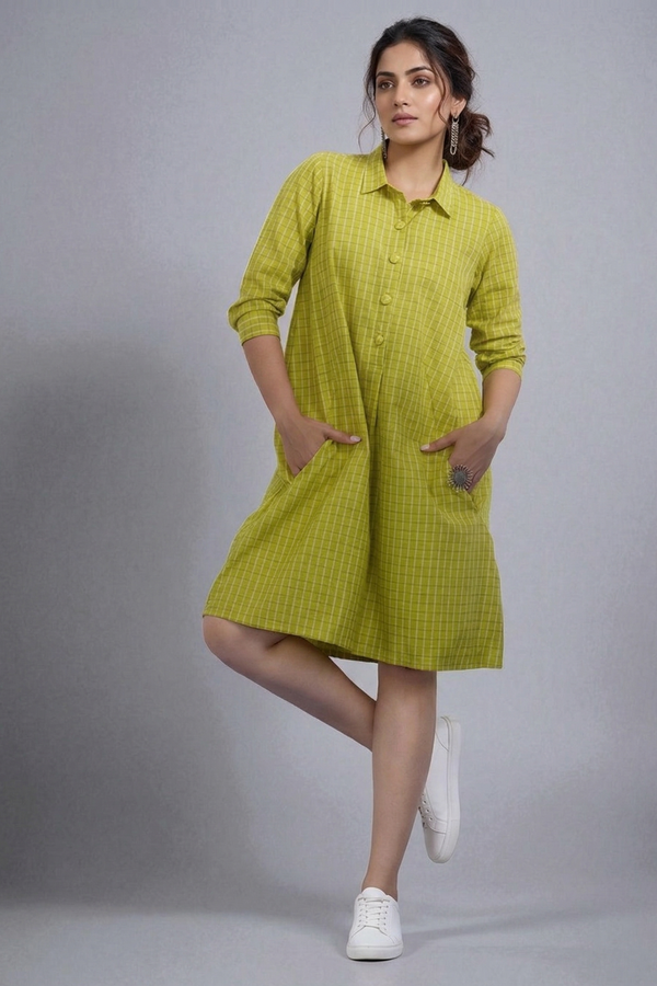 Meadow Grid Tunic Shirt Dress