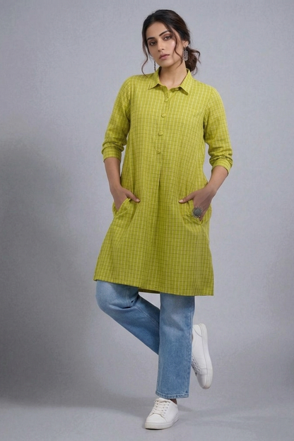 Meadow Grid Tunic Shirt Dress