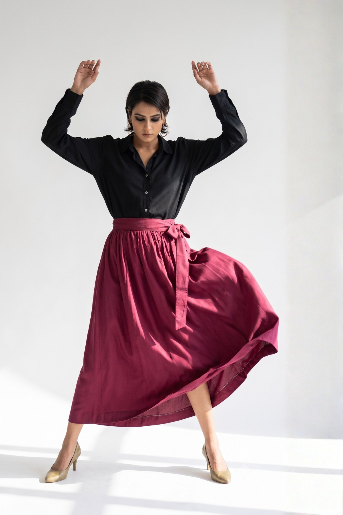 Mulberry Luxe Modal  Panelled Flared Skirt