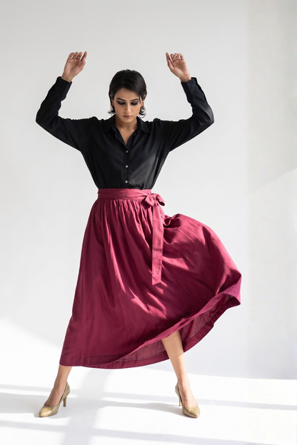 Mulberry Luxe Modal  Panelled Flared Skirt