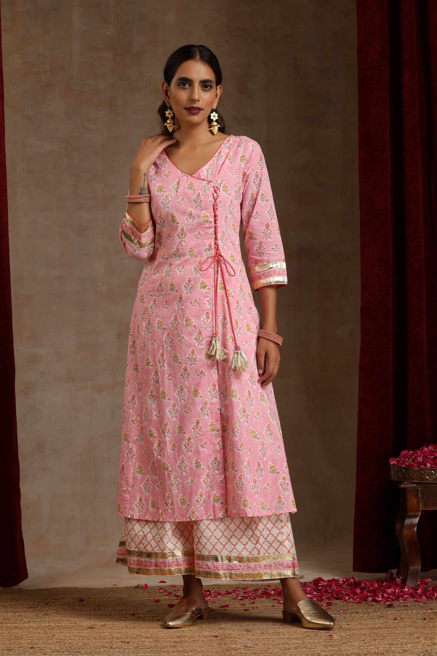 Murraya Pink Dahlia Angrakha Set of 3