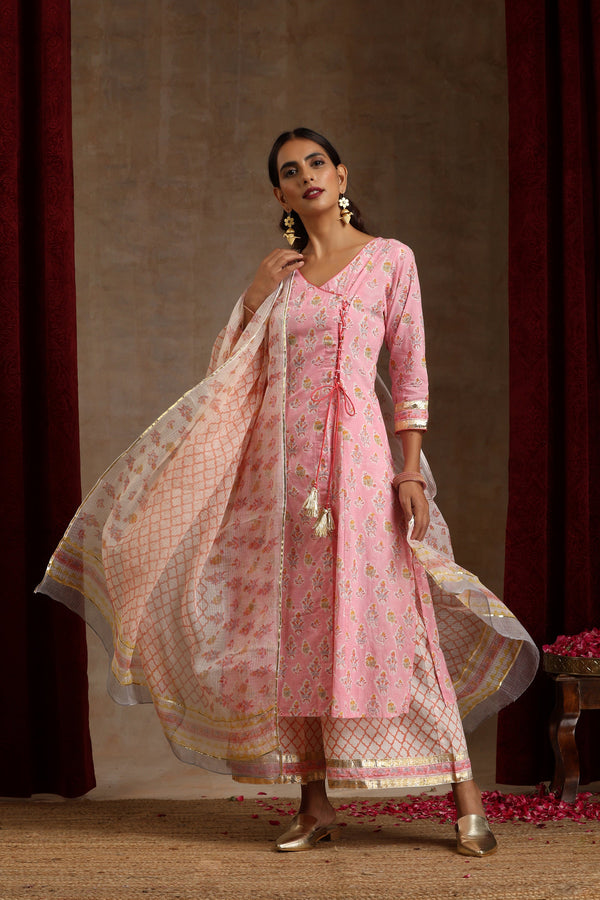 Murraya Pink Dahlia Angrakha Set of 3