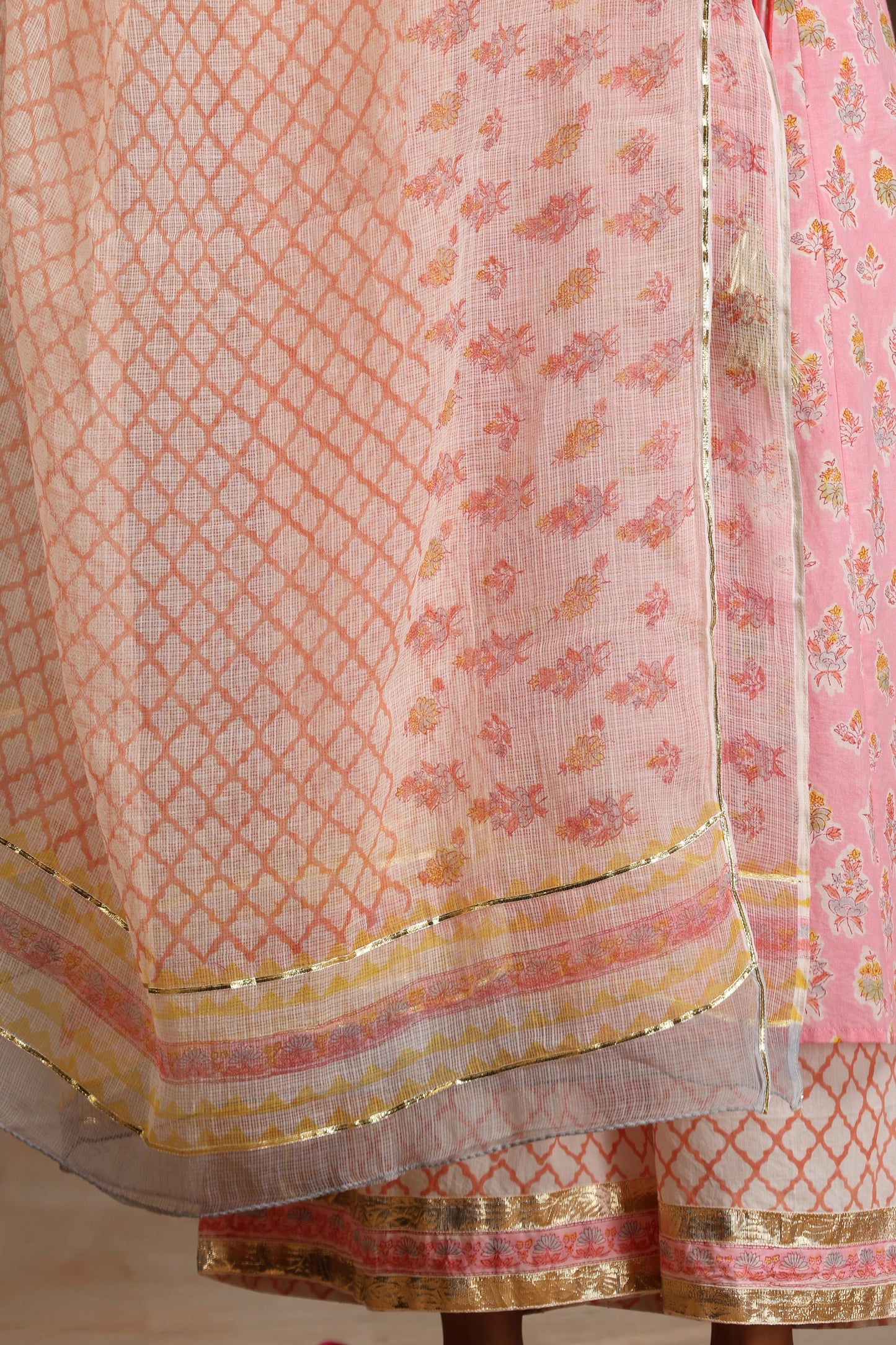 Murraya Pink Dahlia Angrakha Set of 3