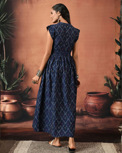 Akira Navy Ikat Wrap Maxi Dress Bo
