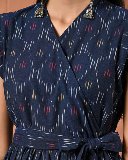 Akira Navy Ikat Wrap Maxi Dress Bo