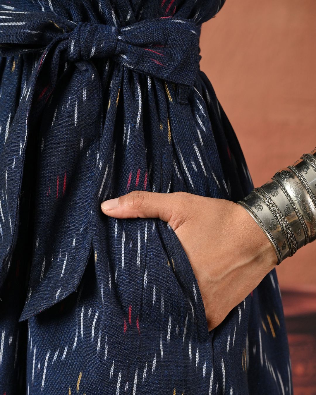 Akira Navy Ikat Wrap Maxi Dress Bo