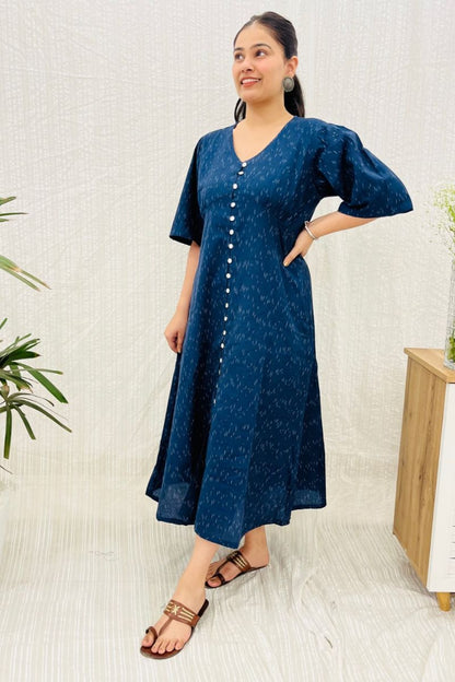 Navy Ikat Aline Shirt Dress