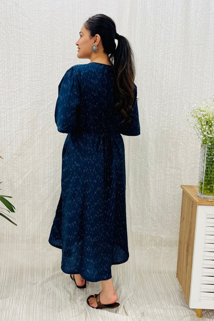 Navy Ikat Aline Shirt Dress