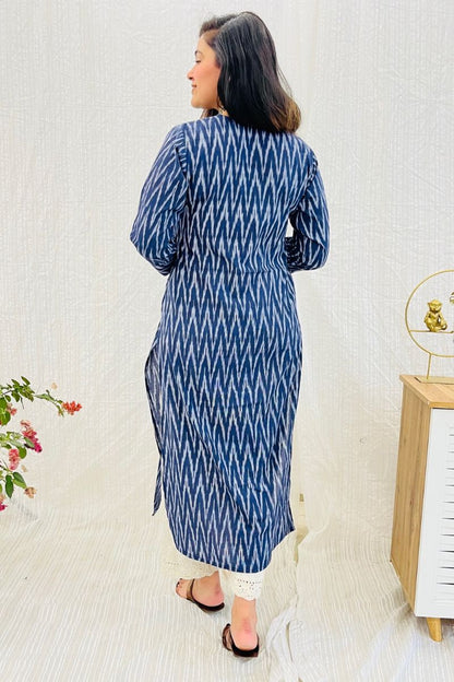 Navy Ikat Long Kurta LP- 48Hr Delivery