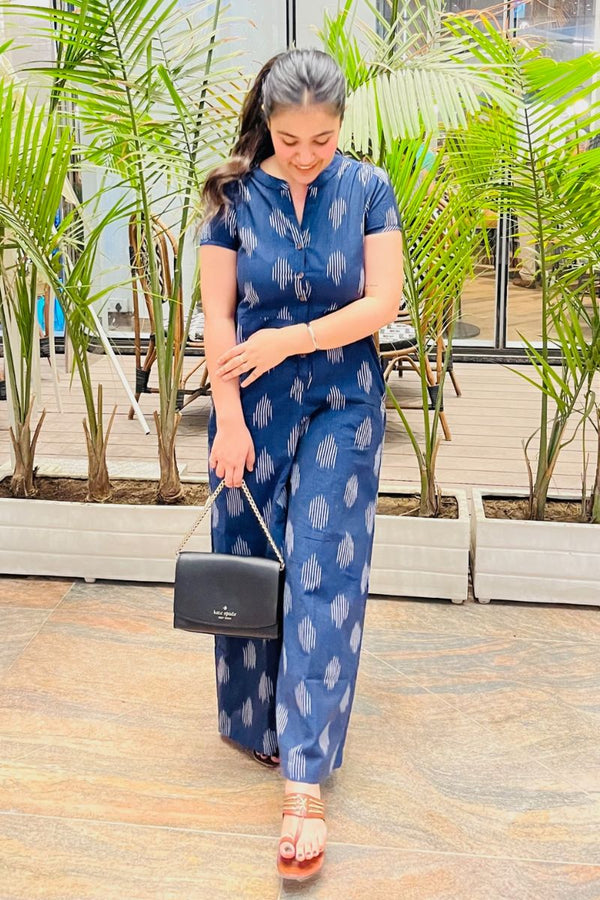 Navy Ikat Jumpsuit