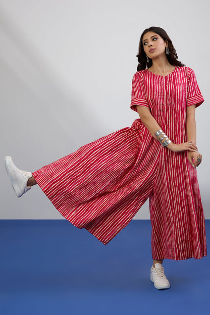 Candy Stripes Jumpsuit with Pockets & Sleeves Mc