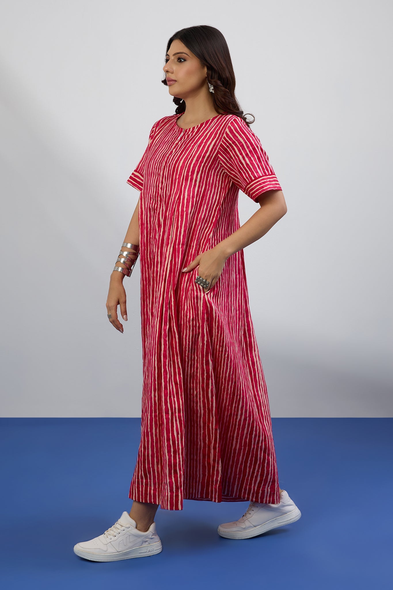 Candy Stripes Jumpsuit with Pockets & Sleeves Mc