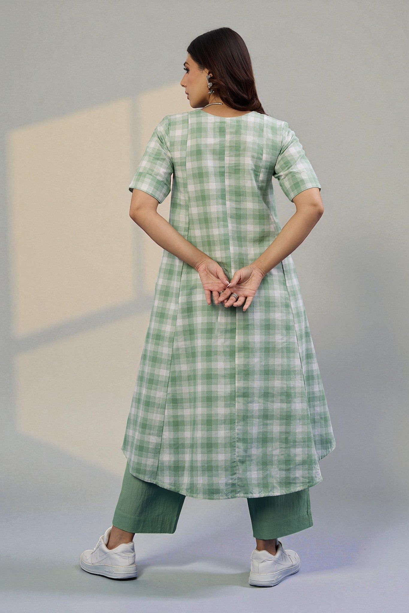 Maati  Pastel Meadow Modern Box Pleated Cotton Kurta