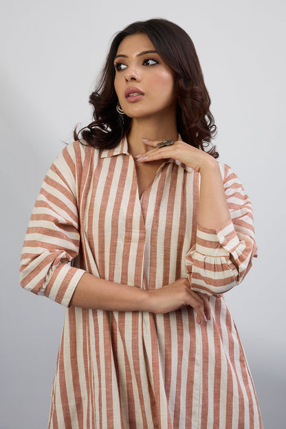 Cocoa Trace Collar Box Pleat Only Kurta Top Mc