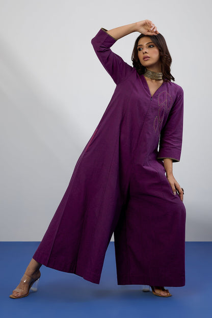 Amethyst Grove Jumpsuit With Pockets & Sleeves Mc