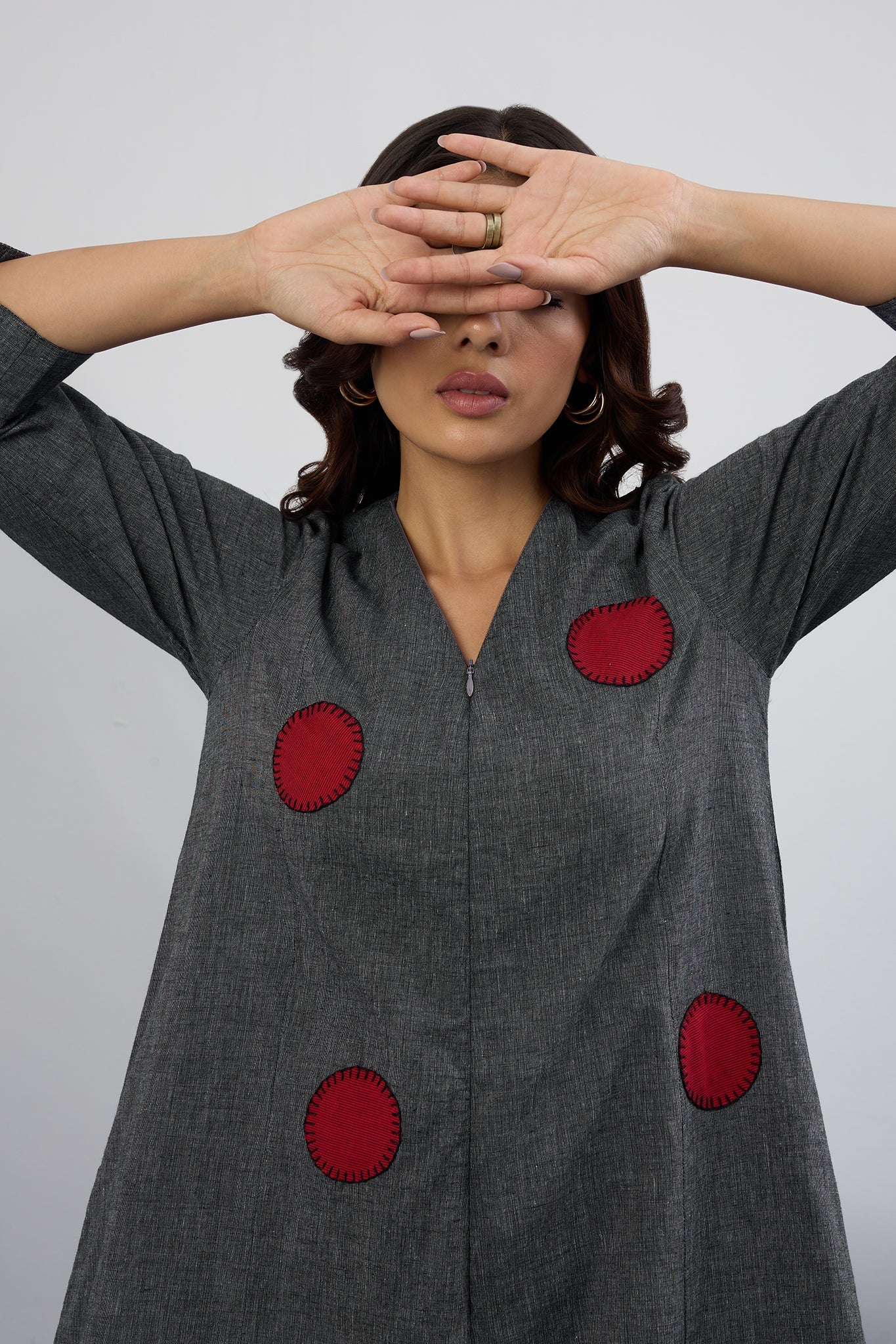 Maati  Ash & Flame Applique Jumpsuit With Pockets & Sleeves