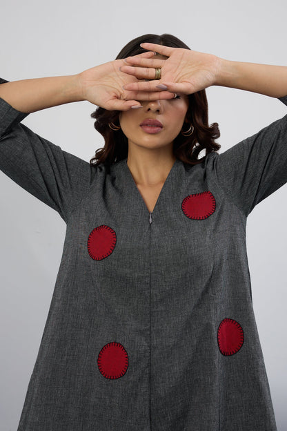 Maati  Ash & Flame Applique Jumpsuit With Pockets & Sleeves