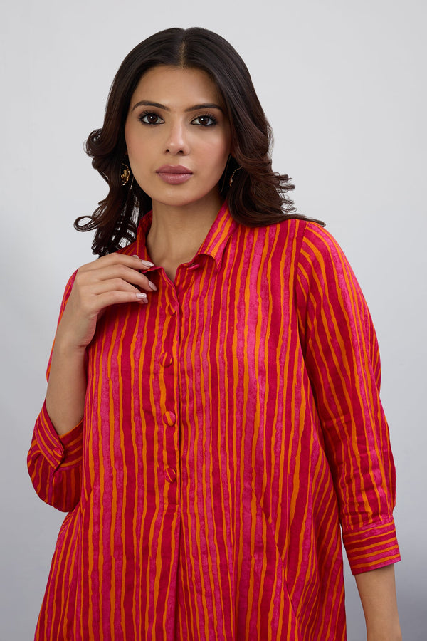 Sunset Rhythm Tunic Shirt Dress