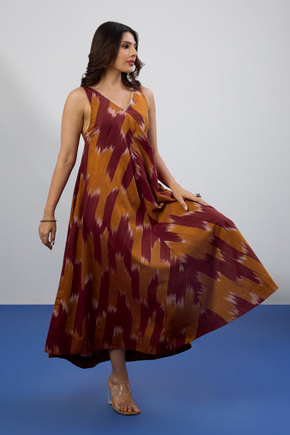 Rustic Rhythm Sleeveless Strap V-Neck Bias Dress Mc