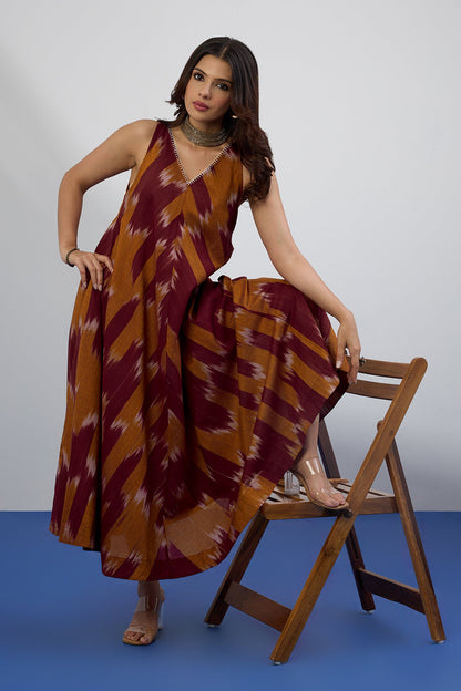 Rustic Rhythm Sleeveless Strap V-Neck Bias Dress Mc