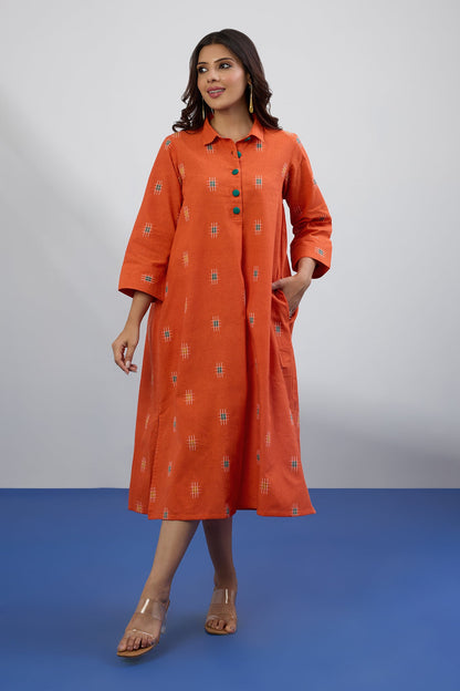 Maati Craft Marigold Muse Long Shirt Dress With Slit