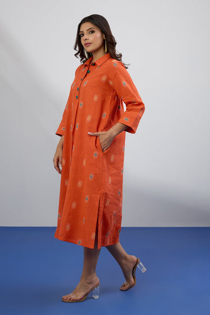 Maati Craft Marigold Muse Long Shirt Dress With Slit