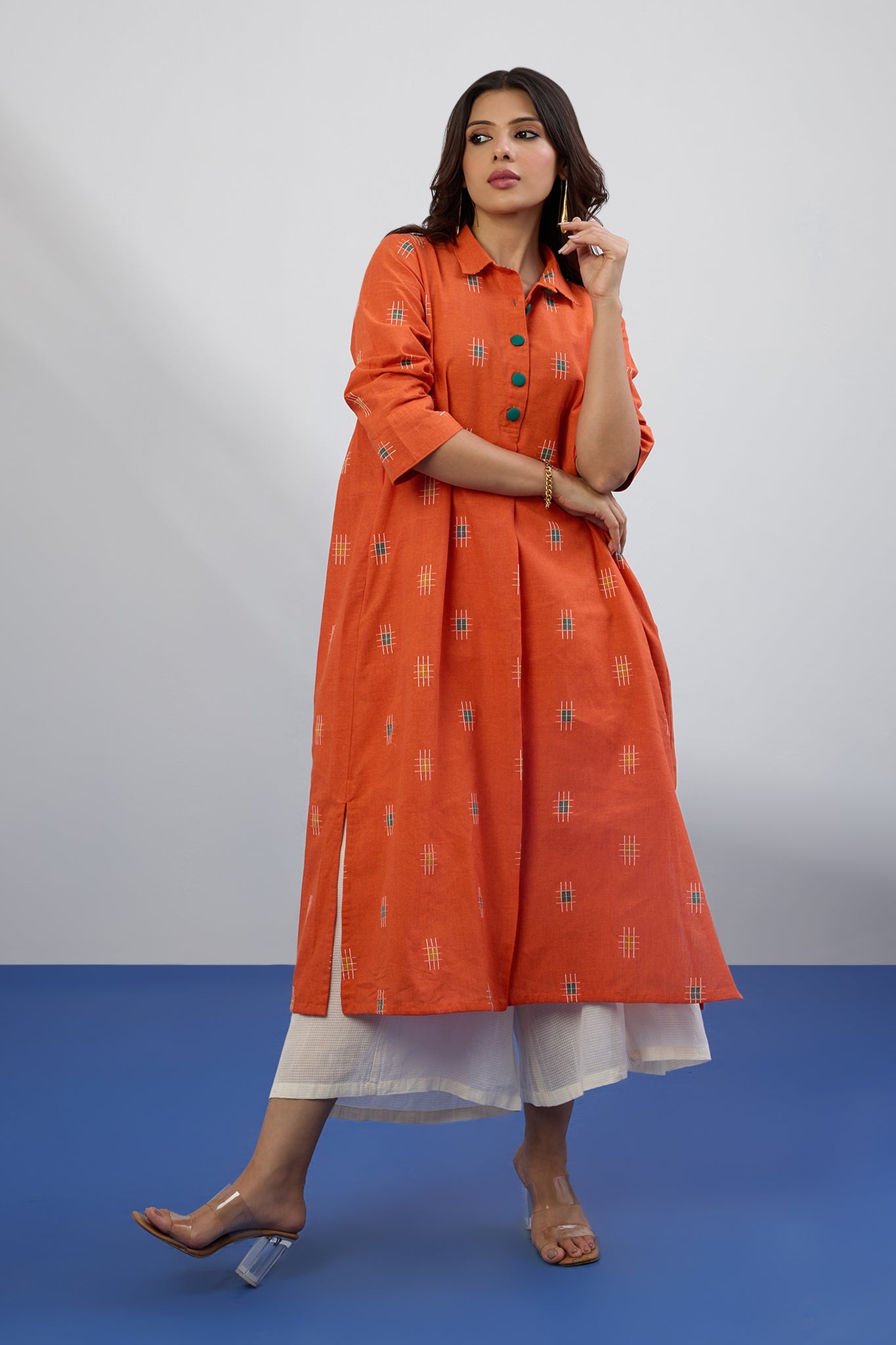 Maati Craft Marigold Muse Long Shirt Dress With Slit