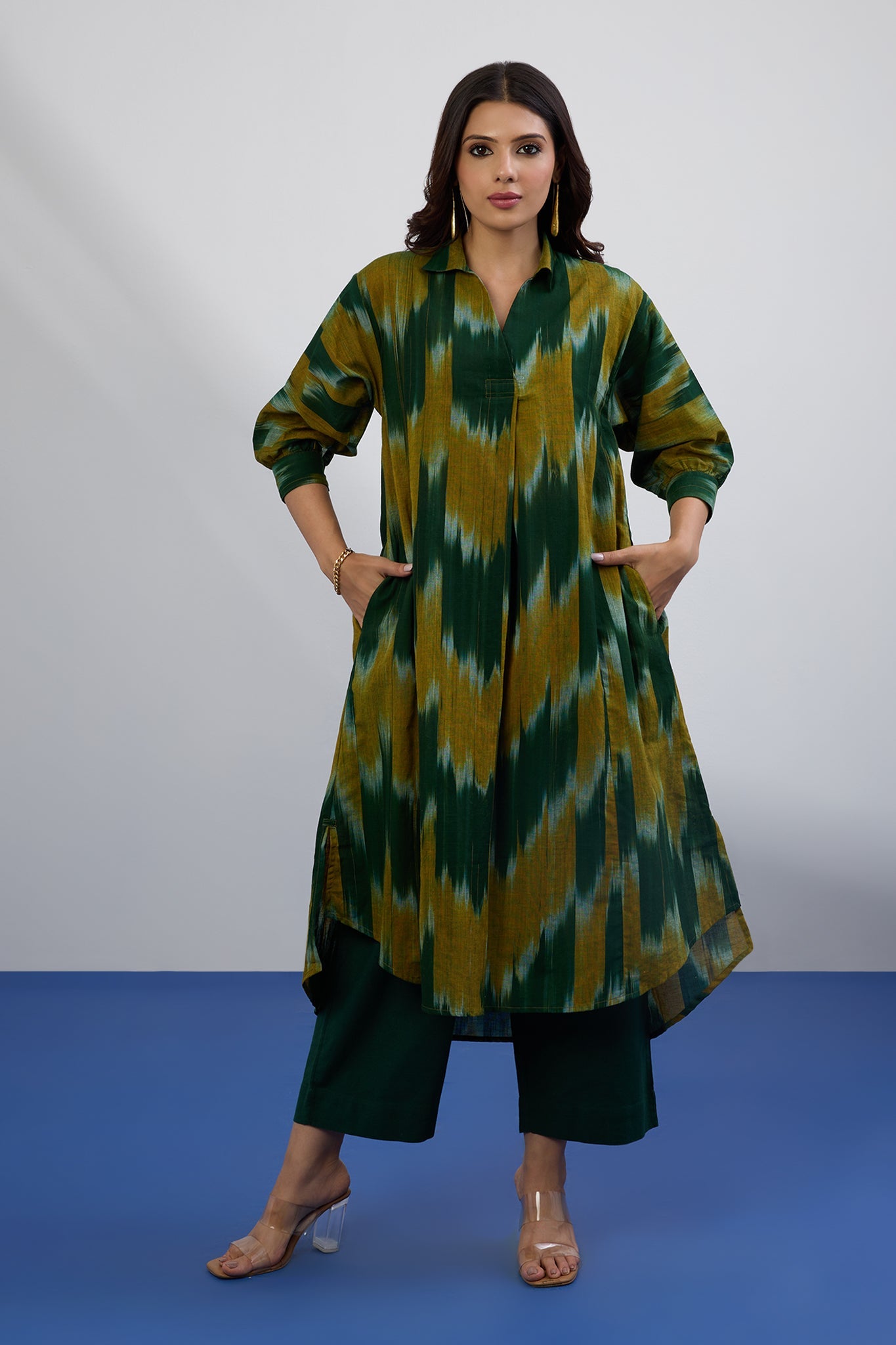 Maati Craft Mustard Meadow Collar Box Pleat Kurta