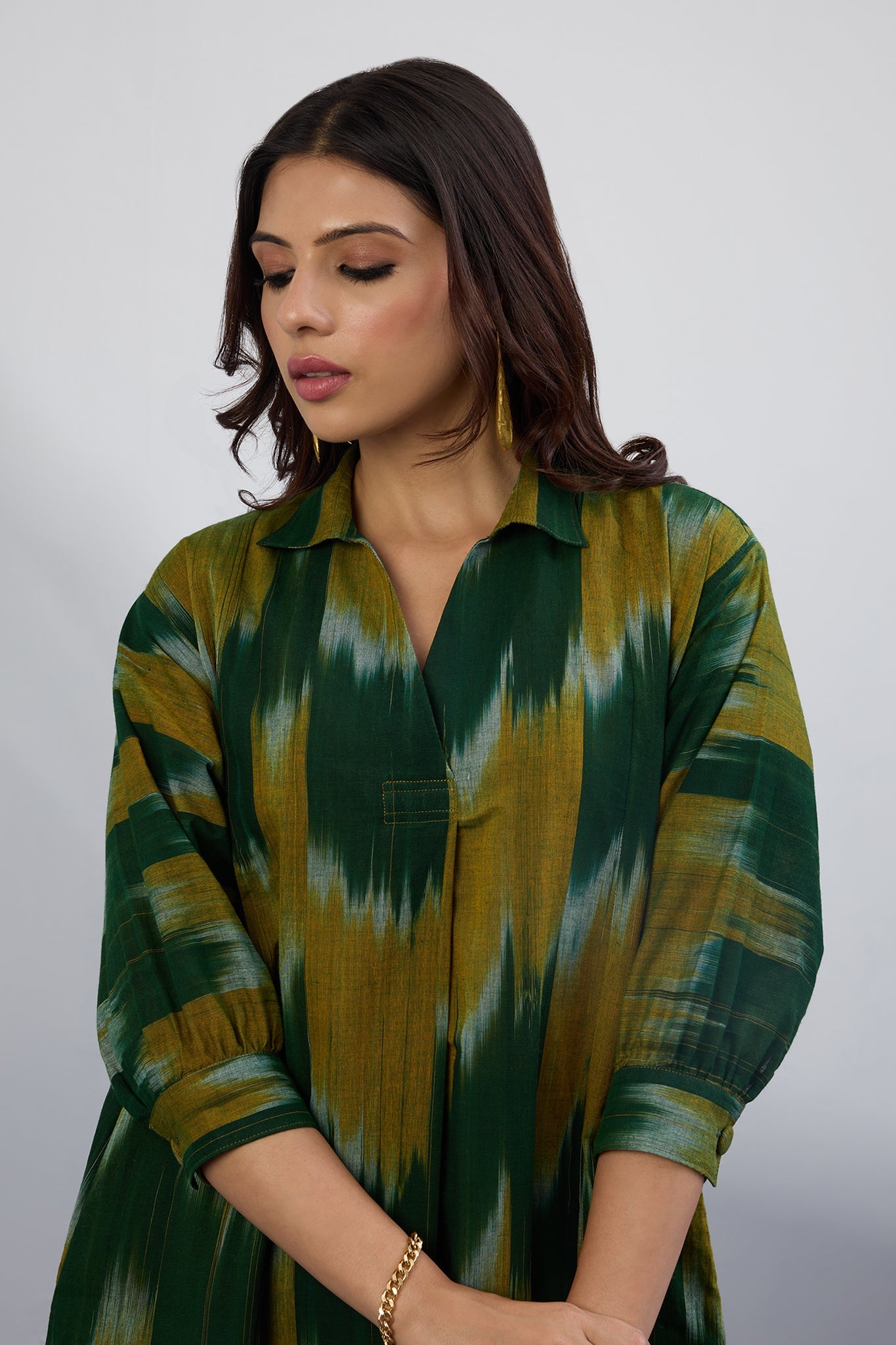Maati Craft Mustard Meadow Collar Box Pleat Kurta