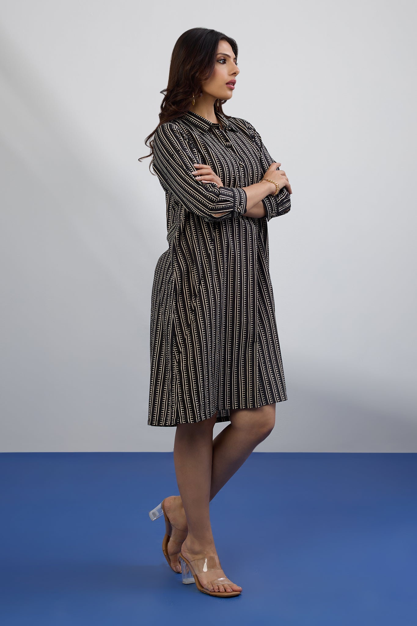 Maati Craft Monochrome Map Tunic Shirt Dress