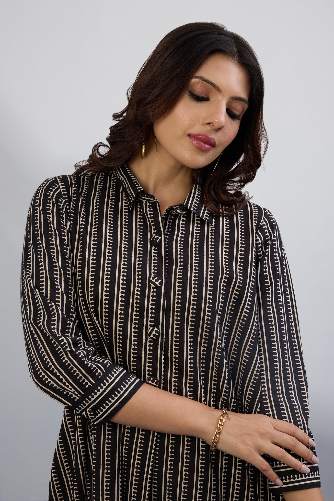Maati Craft Monochrome Map Tunic Shirt Dress