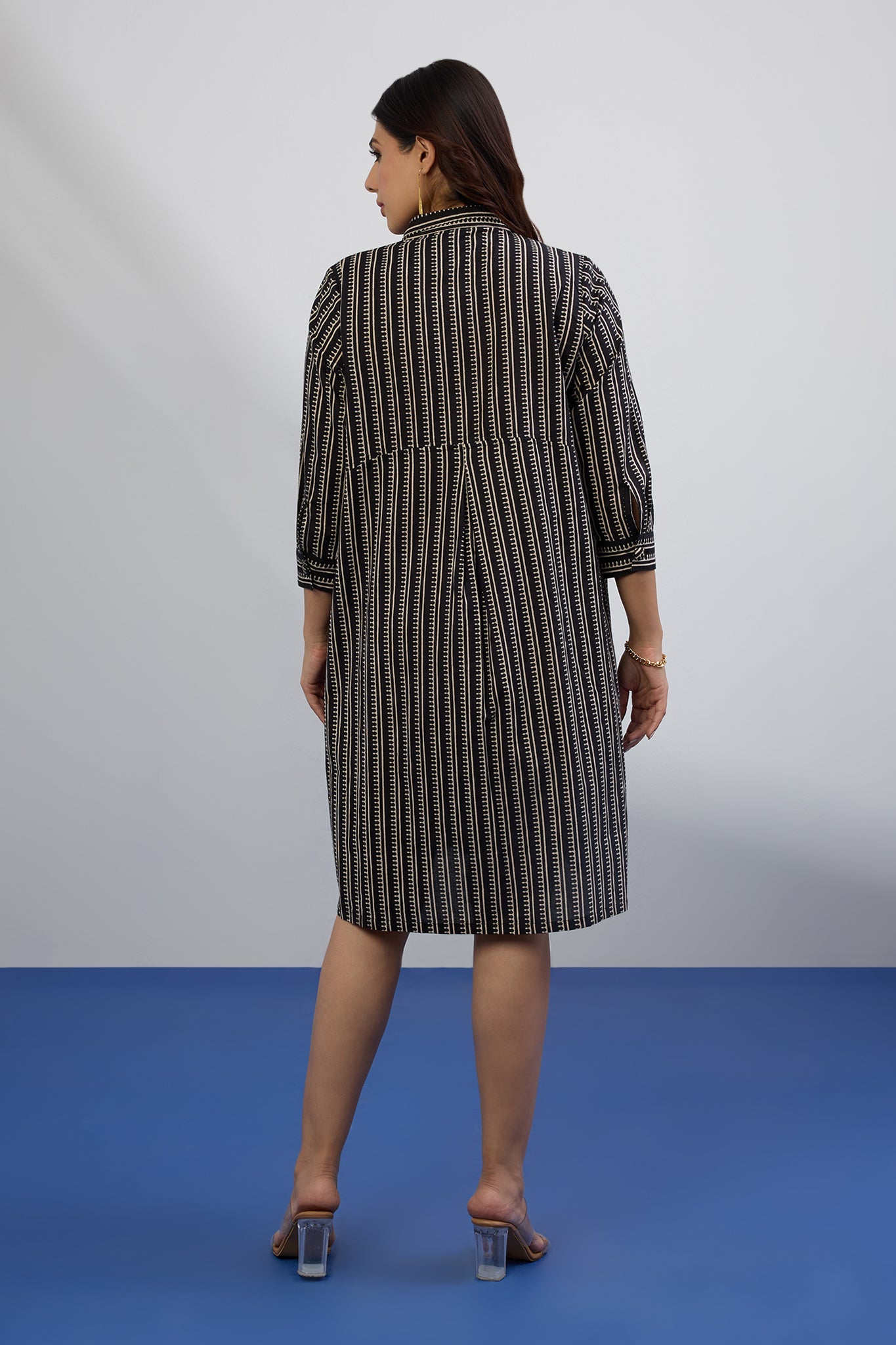 Maati Craft Monochrome Map Tunic Shirt Dress
