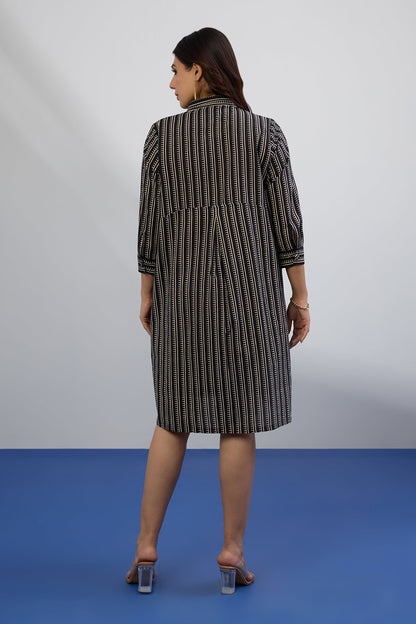 Maati Craft Monochrome Map Tunic Shirt Dress