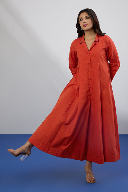 Maati Craft Saffron Sky Jumpsuit With Pockets & Collar
