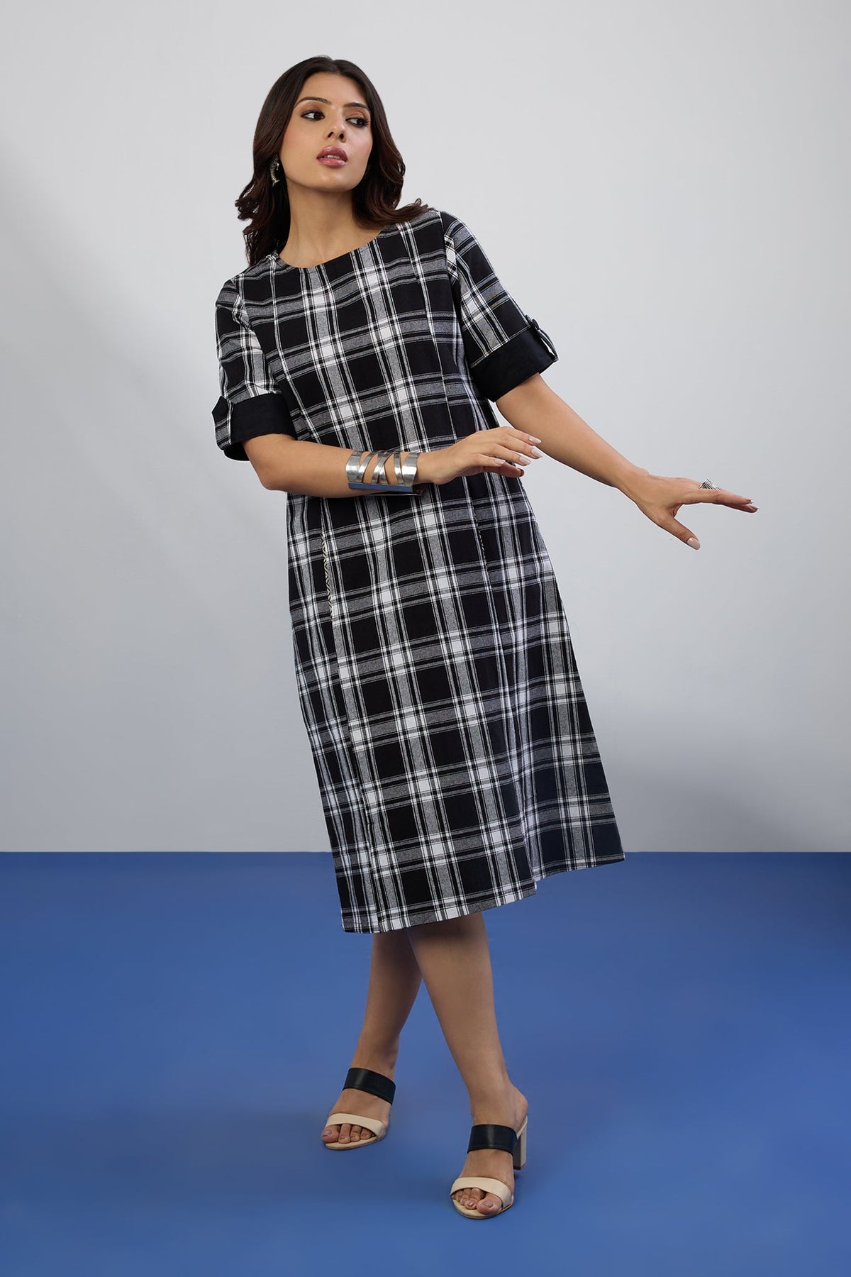 Eclipse Plaid Shift Dress With Pockets