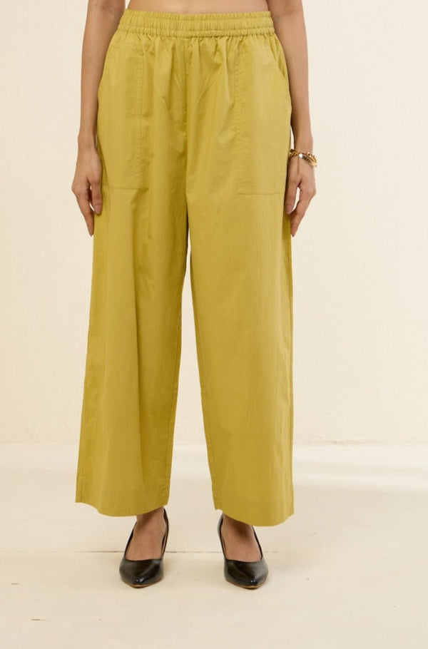 Maati Craft comfort fit cotton pants - light green poplin
