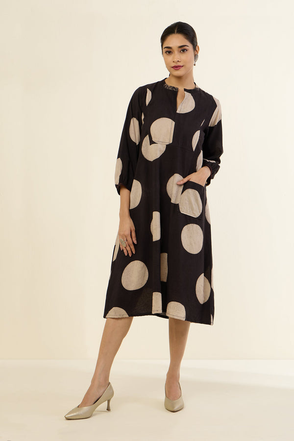 Maati Craft Noir Loops Dress With Patch Pocket