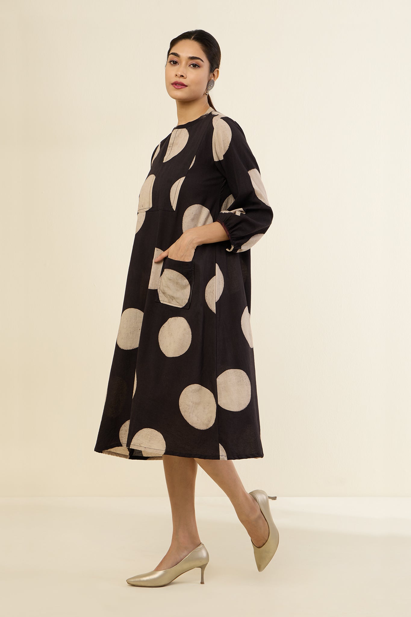 Maati Craft Noir Loops Dress With Patch Pocket