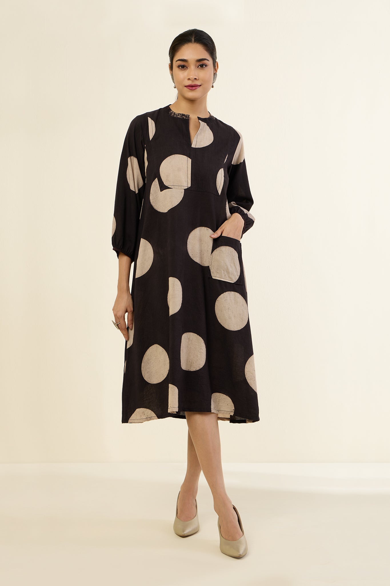 Maati Craft Noir Loops Dress With Patch Pocket
