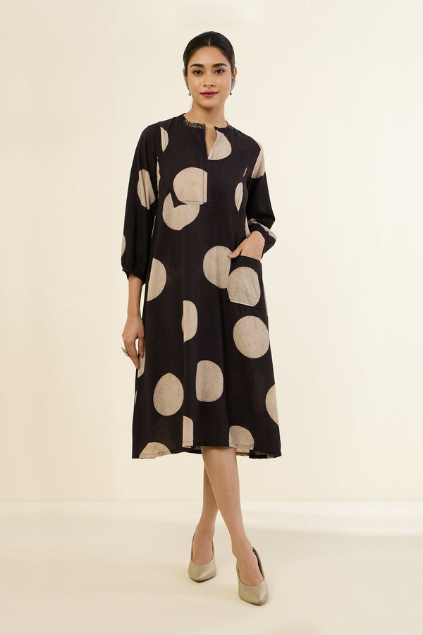 Maati Craft Noir Loops Dress With Patch Pocket