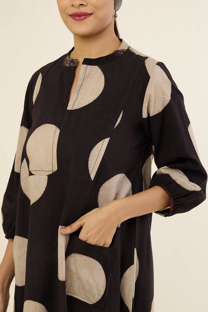 Maati Craft Noir Loops Dress With Patch Pocket