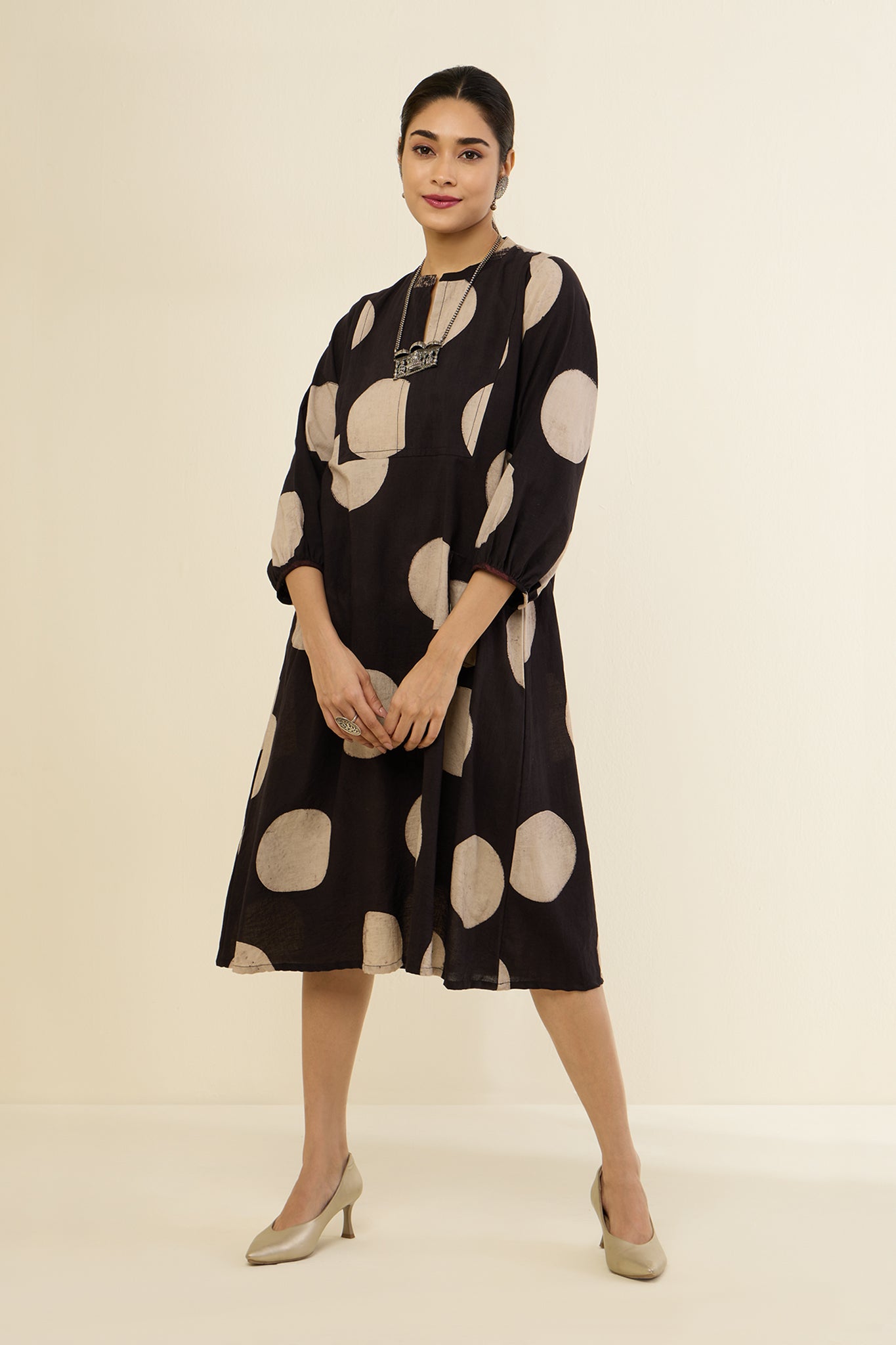 Maati Craft Noir Loops Dress With Patch Pocket