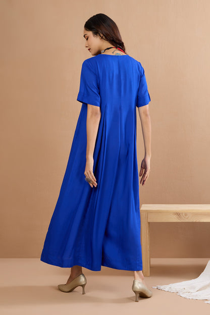 Maati  Button Down Jumpsuit With Pockets  Whispers Of Sapphire Night