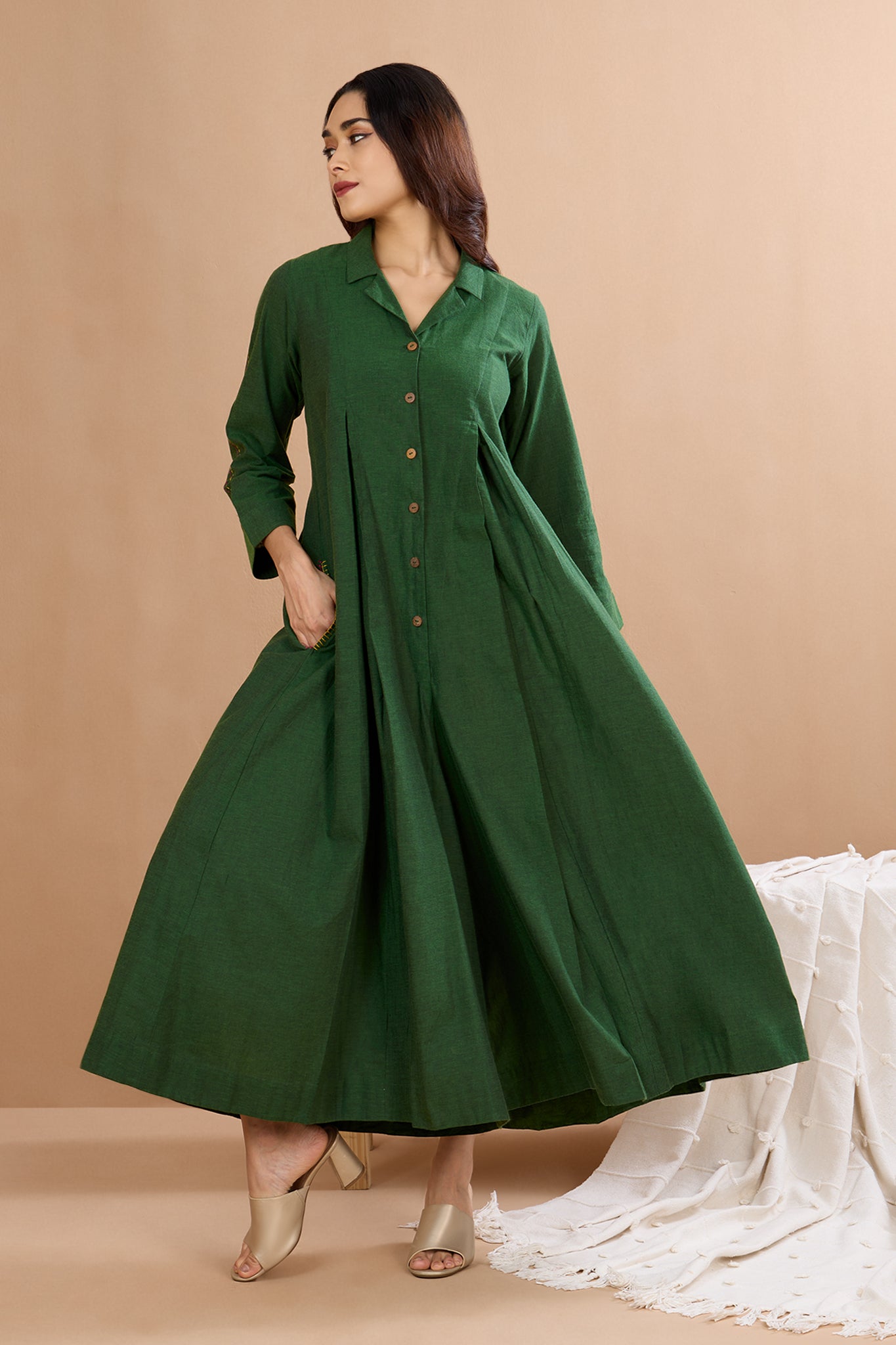 Maati Craft Enchanted Forest Cotton Jumpsuit with Pockets & Collar